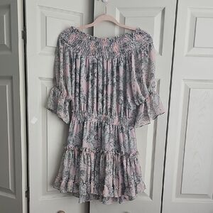 Misa Los Angeles Off-The-Shoulder Floral Smocked Mini Dress -#015